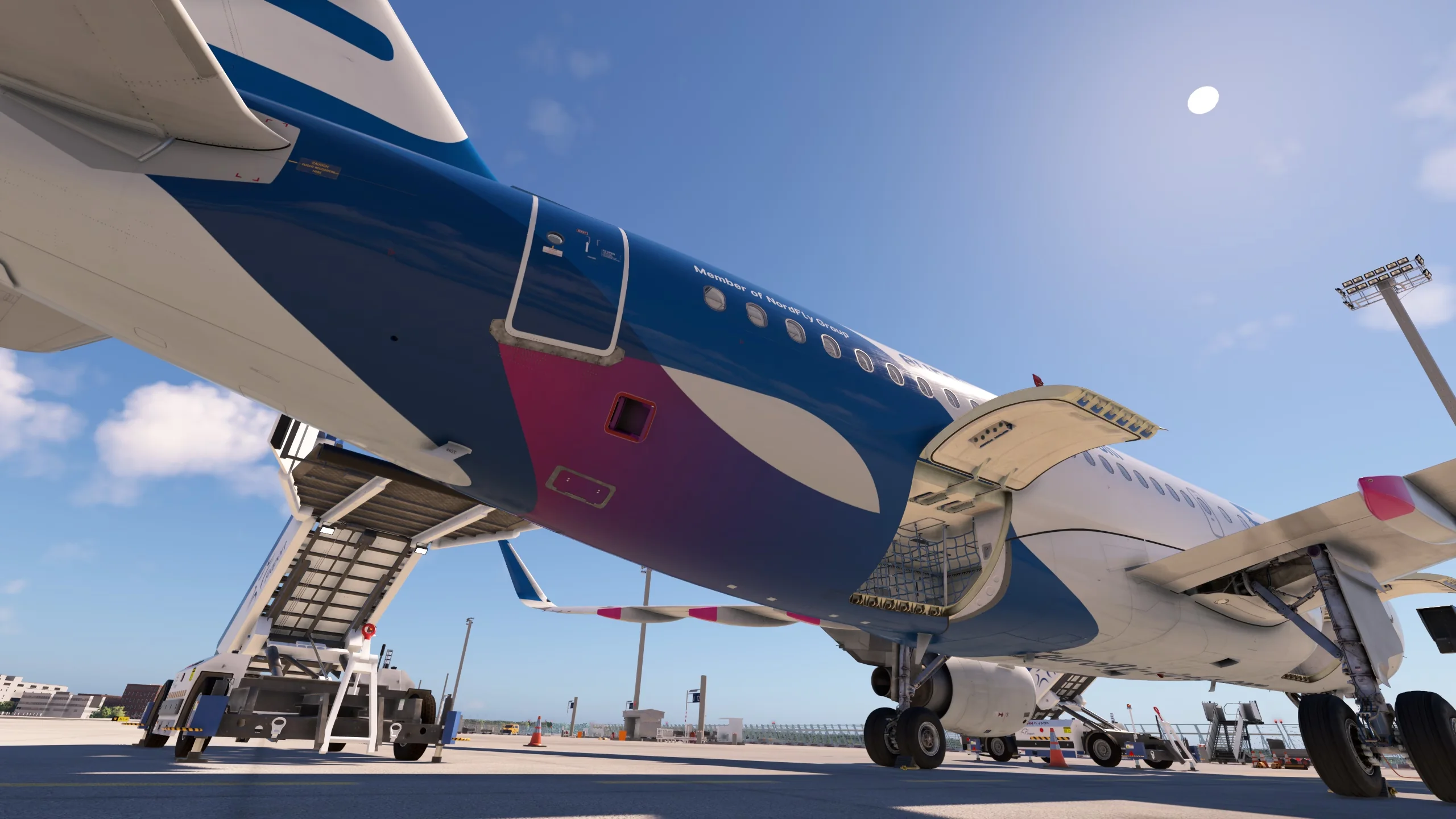 EuroFly Airbus from a low front angle